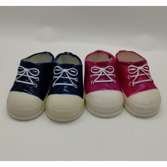 Two Pair Of Tennis Shoes For 12 Inch Dolls - Sneakers Hi Tops - Pink - Blue - Picture 1 of 6